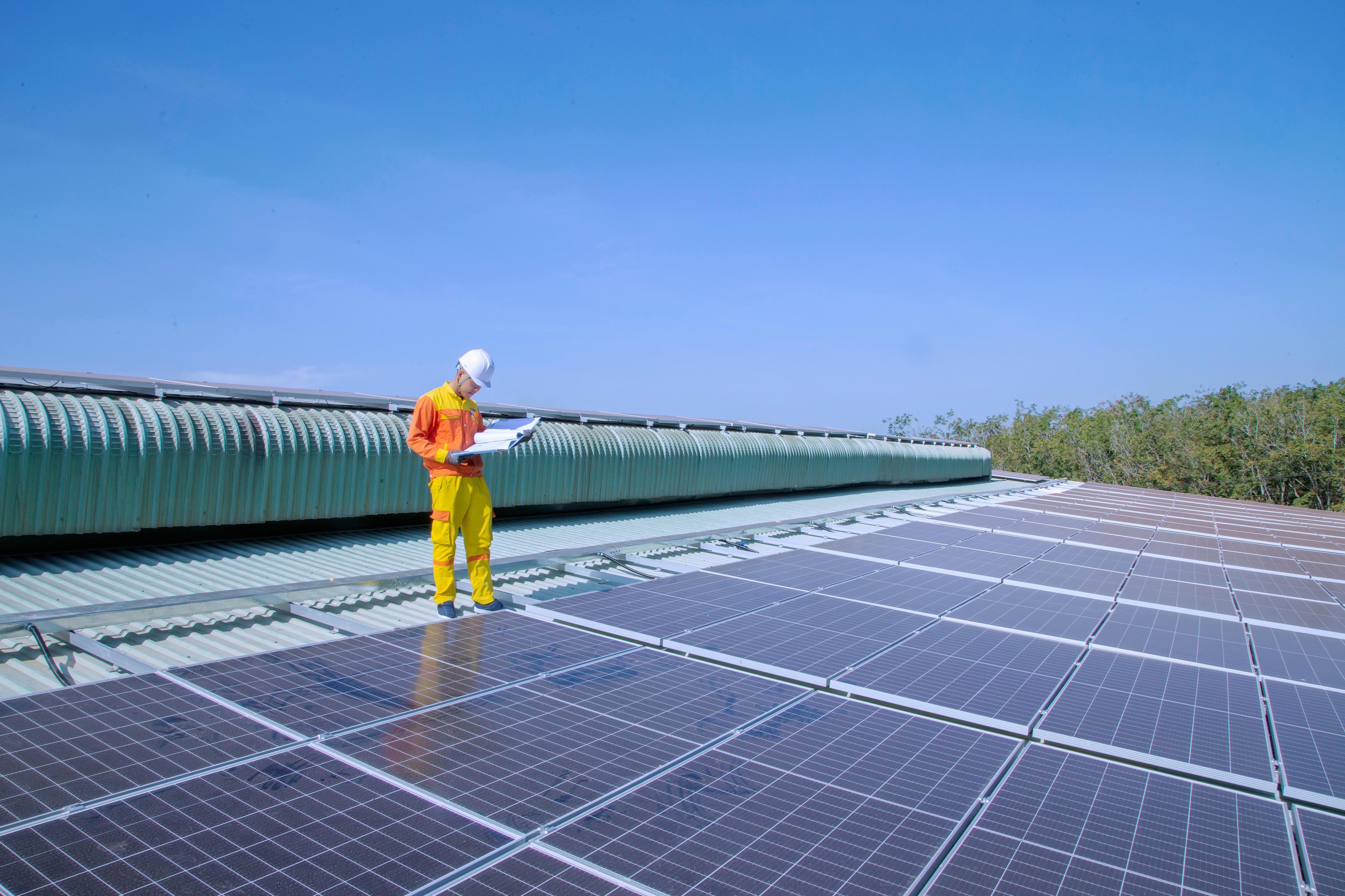 Solar PV panels generating clean renewable energy